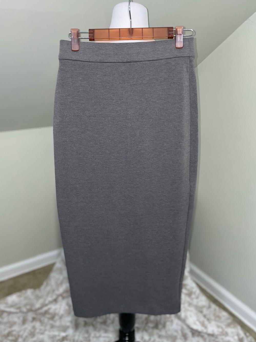 Express Women's Gray Maxi Pencil Skirt - Sleek Front Slit